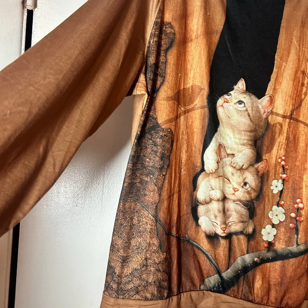 Miss look XL Brown Cute Kittens Pullover Tunic